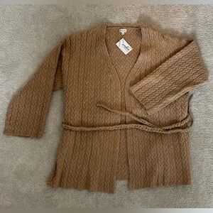 POL Tan Cable Knit Cardigan